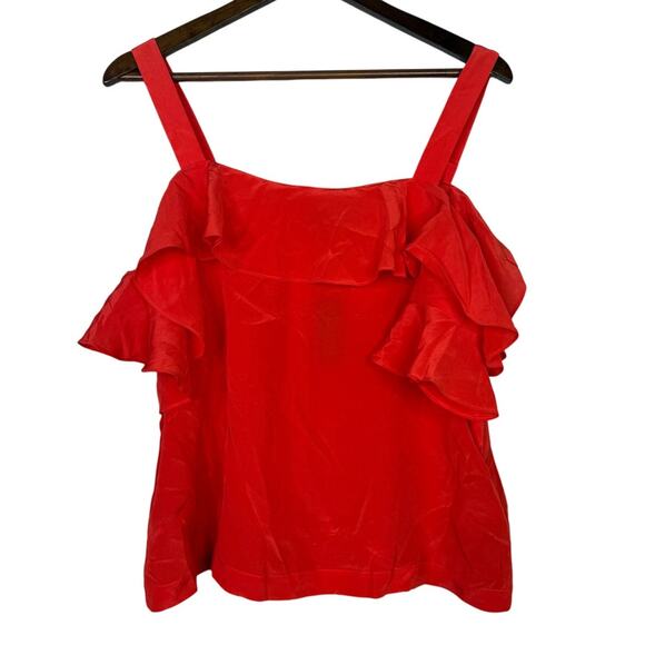 NWT J. Crew Silk Ruffled Flounce Cold Shoulder Top Blouse 12 Fresh Poppy Red - Picture 15 of 15